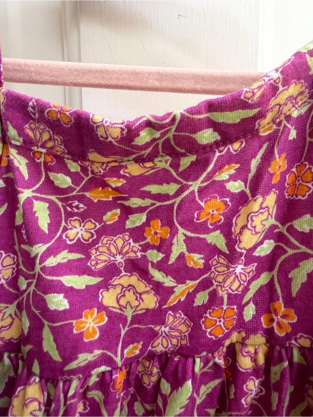 Old Navy Girls 4T Purple Floral Tank Halter Dress in Magenta and Yellow
